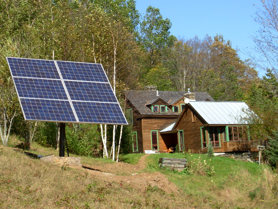 An off-grid pole-mounted solar array